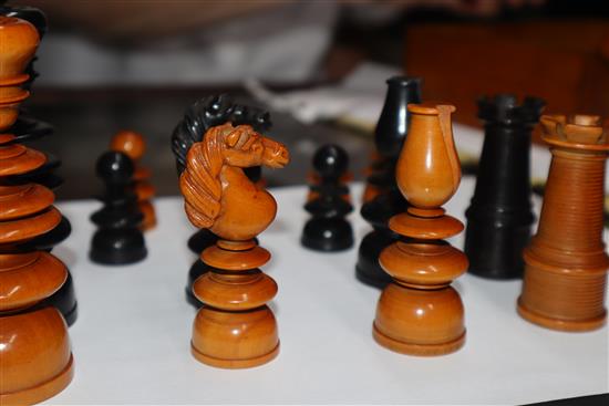 A Jacques style carved chess set